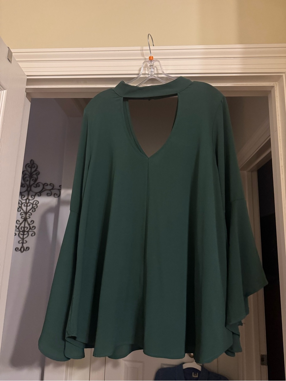 Women's Forest Green Flowing V-Neck Blouse